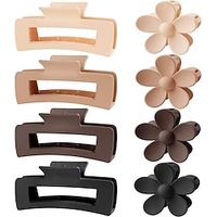 Hair Claw Clips for Women - Neutral Large Claw Clip Flower Clips Rectangle Jaw Clips for Thin Thick Curly Hair Set (8 Pcs) Lightinthebox - thumbnail