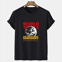 Men's Unisex Tee T shirt Hot Stamping Graphic Prints Moon Letter Short Sleeve Casual Tops 100% Cotton Basic Fashion Designer Comfortable White Black Gray miniinthebox - thumbnail