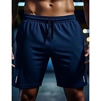 Men's Athletic Shorts Running Shorts Gym Shorts Sports Going out Weekend Breathable Quick Dry Running Casual Pocket Drawstring Elastic Waist Plain Knee Length Gymnatics Activewear Black Dark Blue Lightinthebox - thumbnail