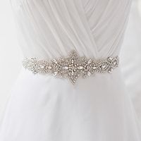 Satin Wedding  Party  Evening  Dailywear Sash With Rhinestone  Crystal  Pearl Women's Sashes  Beading  Appliques Lightinthebox - thumbnail