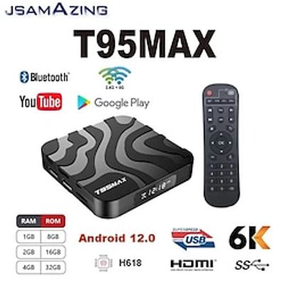 T95 Max Smart TV Box Android 12.0 2.4g 5g Wifi6 H618 Quadcore ARM Cortex A53 8K Bluetooth 5.0 2g/4g 16g 32gb 64gb Set-Top Box Support Google Media Player Youtube Support IP TV miniinthebox
