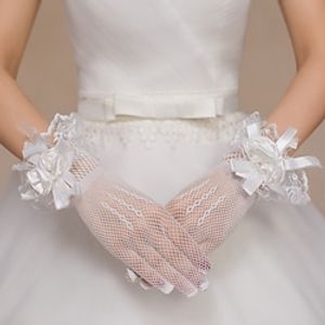 Polyester Wrist Length Glove Flower Style  Gloves With Pure Color Wedding  Party Glove Lightinthebox