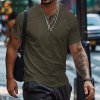 Men's Henley Shirt Tee Top Solid Color Henley Outdoor Casual Short Sleeve Button Clothing Apparel Fashion Designer Comfortable Lightinthebox