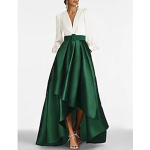 A-Line Cocktail Dresses Elegant Dress Formal Prom Asymmetrical 34 Length Sleeve V Neck Satin with Ruched 2023 Lightinthebox