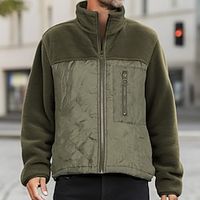 Men's Sweatshirt Polar Fleece Full Zip Sweatshirt Army Green Blue Gray Standing Collar Color Block Patchwork Pocket Sports  Outdoor Daily Holiday Streetwear Basic Casual Fall  Winter Clothing Lightinthebox - thumbnail