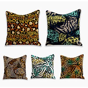 Animal Print Leopard Cow Double Side Cushion Cover 5PC Soft Decorative Square Throw Pillow Cover Cushion Case Pillowcase for Bedroom Livingroom Superior Quality Machine Washable Indoor Cushion for Sofa Couch Bed Chair miniinthebox