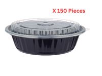 Hotpack Black Base Round Container 24 Oz With Lids 150 Pieces - BB8377