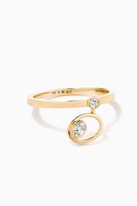 Rock Blossom Oval Charm Diamond Ring in 18kt Yellow Gold