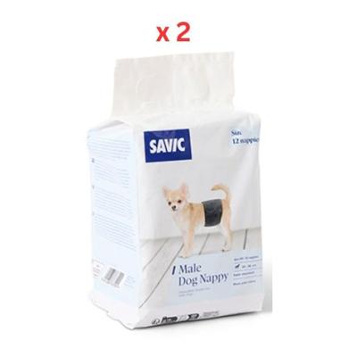 Savic Male Nappy Disposable Dog Diapers 12pcs - Large Pack Of 2
