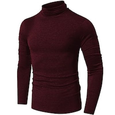 Men's Pullover Sweater Jumper Knit Sweater Ribbed Cable Knit Regular Knitted Basic Plain Crew Neck Keep Warm Modern Contemporary Daily Wear Going out Clothing Apparel Fall Winter Black Wine M L XL Lightinthebox