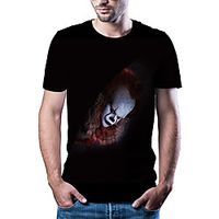 Men's T shirt Other Prints Graphic Portrait Human Print Short Sleeve Daily Tops Cotton Simple Comfortable Black miniinthebox - thumbnail