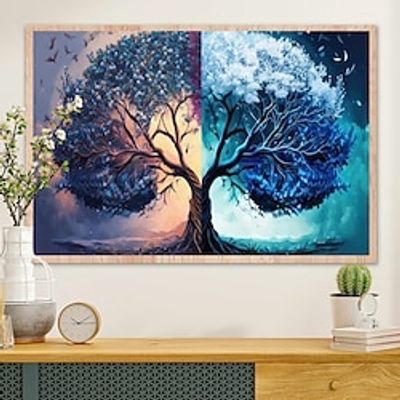Plants Wall Art Canvas Four Seasons Tree of Life Prints and Posters Plants Pictures Decorative Fabric Painting For Living Room Pictures No Frame Lightinthebox