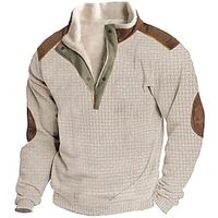 Men's Sweatshirt Quarter Zip Sweatshirt Beige Half Zip Color Block Patchwork Sports  Outdoor Daily Holiday Streetwear Casual Thin fleece Fall  Winter Clothing Apparel Hoodies Sweatshirts  miniinthebox - thumbnail