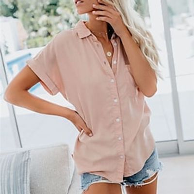 Women's Hiking Shirt  Button Down Shirts Short Sleeve V Neck Tee Tshirt Outdoor Breathable Quick Dry Lightweight Soft Spring Summer Polyester Solid Color Green White Black Fishing Climbing Beach Lightinthebox