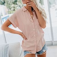 Women's Hiking Shirt  Button Down Shirts Short Sleeve V Neck Tee Tshirt Outdoor Breathable Quick Dry Lightweight Soft Spring Summer Polyester Solid Color Green White Black Fishing Climbing Beach Lightinthebox - thumbnail