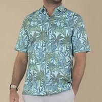 Men's Shirt Summer Hawaiian Shirt Coconut Tree Graphic Prints Turndown Blue Outdoor Street Short Sleeves Button-Down Print Clothing Apparel Tropical Fashion Hawaiian Designer Lightinthebox - thumbnail