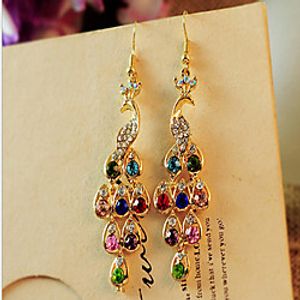 Women's Synthetic Diamond Drop Earrings Dangle Earrings Hanging Earrings Peacock Ladies Bohemian Vintage Indian Color Boho Cubic Zirconia Rhinestone Gold Plated Earrings Jewelry Screen Color For miniinthebox