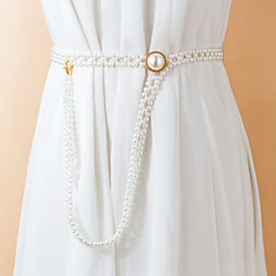Women's Chain Daily Date Dress Silver Belt Solid Colored / Party / Imitation Pearl / Alloy miniinthebox