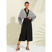 Stripe Chiffon Drop Shoulder V Neck Top - thumbnail