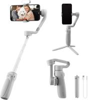 Smooth Q4 Gimbal Stabilizer, Built-in Extension Rod, Portable and Foldable, Vlogging Stabilizer, YouTube TikTok Video, White