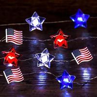 Independence Day LED String Lights American Flag Decor Lights 2m 20LEDs Battery Powered Stars Fairy Lights Holiday Home Decoration Lightinthebox