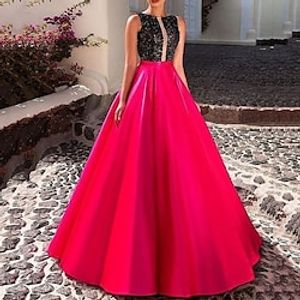 Ball Gown Evening Gown Cut Out Dress Formal Floor Length Sleeveless Illusion Neck Belt  Sash Cotton Ladder Back with Glitter Sequin Embroidery 2023 Lightinthebox