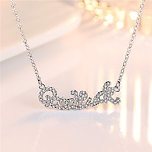 Women's White Synthetic Diamond Pendant Necklace Chain Necklace Rolo Letter Fashion Punk Trendy Casual / Sporty Copper Silver Plated Silver 405 cm Necklace Jewelry 1pc For Anniversary Street Sport miniinthebox