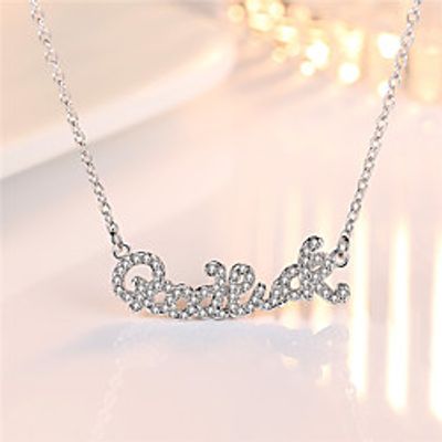 Women's White Synthetic Diamond Pendant Necklace Chain Necklace Rolo Letter Fashion Punk Trendy Casual / Sporty Copper Silver Plated Silver 405 cm Necklace Jewelry 1pc For Anniversary Street Sport miniinthebox