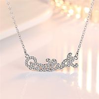 Women's White Synthetic Diamond Pendant Necklace Chain Necklace Rolo Letter Fashion Punk Trendy Casual / Sporty Copper Silver Plated Silver 405 cm Necklace Jewelry 1pc For Anniversary Street Sport miniinthebox - thumbnail