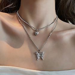 Pendant Necklace Necklace For Women's Alloy Drop Heart Butterfly Lightinthebox