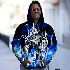 Men's Unisex Pullover Hoodie Sweatshirt Graphic Prints Animal Print Daily Sports 3D Print Casual Designer Hoodies Sweatshirts  Blue Lightinthebox