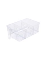 Litem Fridge Organizer Tray With Handle Medium Clear