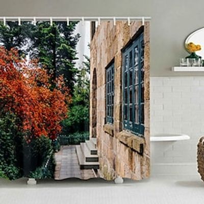 1PC Bathroom Deco Shower Curtain with Hooks Bathroom Decor Waterproof Fabric Shower Curtain Set with12 Pack Plastic Hooks Lightinthebox