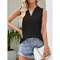 Tank Women's Black White Pink Plain Lace Cut Out Street Daily Fashion V Neck Regular Fit S Lightinthebox