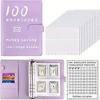 100 Envelope Money-saving Challenge Kit Interesting Budget Binder Set With Cash Envelopes For 100 Days Of Cash Filling Budgeting And Money-saving Box Replacement miniinthebox - thumbnail