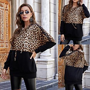 Women's Hoodie Pullover Leopard Print Patchwork Hoodie Sport Athleisure Hoodie Top Long Sleeve Breathable Soft Comfortable Everyday Use Casual Daily Outdoor Lightinthebox