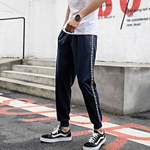 Men's Stylish Casual / Sporty Comfort Breathable Daily Sports Pants Pants Letter Full Length Pocket Blue Grey Black Dark Gray Red miniinthebox