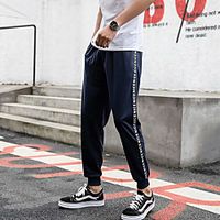 Men's Stylish Casual / Sporty Comfort Breathable Daily Sports Pants Pants Letter Full Length Pocket Blue Grey Black Dark Gray Red miniinthebox - thumbnail