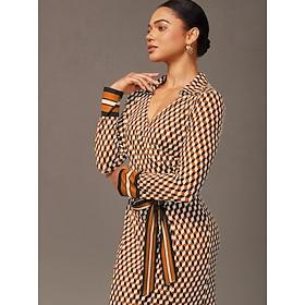 Women's Khaki 3D Geometric Print Dress Fitted Waist High Stretch Comfortable Elegant Vintage Stylish Mermaid Daily Party Work Fall