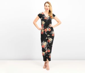 Juniors Printed Short-Sleeve Jumpsuit  Black