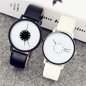 Couple Casual Quartz Watches Leather Band Strap Watch Analog Wrist Watch for Women Men Sleek Creative Digital Dial Clock Relogio miniinthebox