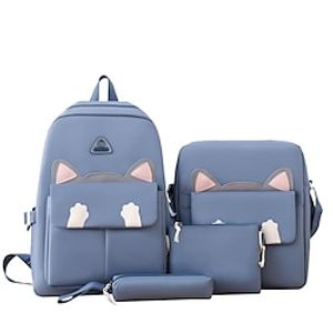 Women's Backpack School Bag Bookbag School Geometric Pattern Canvas Large Capacity Breathable Zipper Black Pink Blue miniinthebox