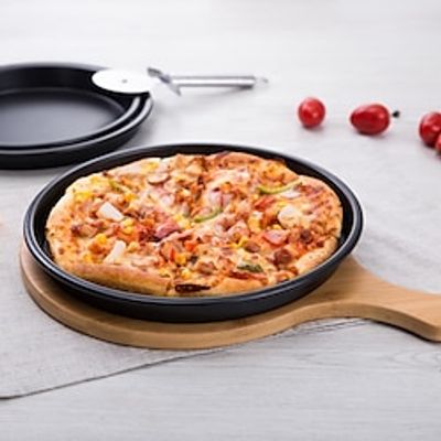 Pizza Mould Pan Carbon Steel Kitchenware Baking Pan Round Pizza Tray Round Baking Tray Heat-resistant for Home Pie Tins Black Lightinthebox
