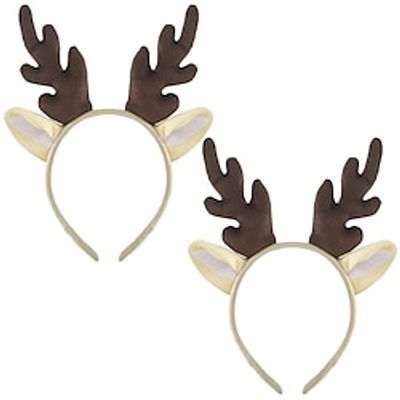 1 Pcs Christmas Reindeer Antlers Headband Deer Antlers Ears Headpiece Women Elk Horns Hair Hoops Bands Hairband Xmas Masquerade Halloween Parade Cosplay Dress Up Festival Birthday Party Accessories Lightinthebox