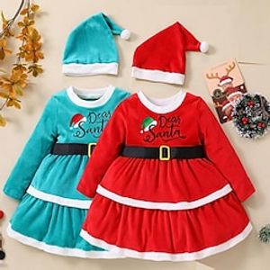 Kids Girls' Ugly Christmas Dress Christmas Gifts Blue Red Above Knee Long Sleeve Active Fashion Dresses Christmas Winter Fall Regular Fit 3-7 Years Lightinthebox