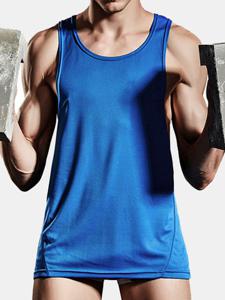 SUPERBODY Mens Quick-drying Solid Color O-neck Loose Fit Casual Sport Tank Tops