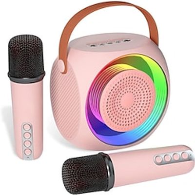 Mini Karaoke Machine for Kids Portable Bluetooth Karaoke Speaker with 2 Wilreless Microphones and Led Lights for Home Party Birthday Gifts for BoysGirls Lightinthebox