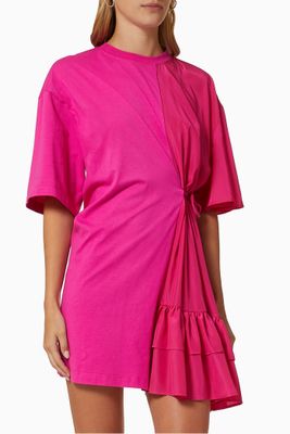 Abito Ruffled T-shirt Mini Dress in Cotton Abito Ruffled T-shirt Mini Dress in Cotton