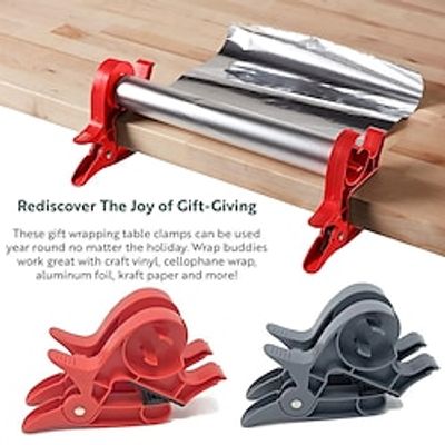 Wrap Buddies Wrapping Paper Clamps - Wrapping Paper Holder Clamps with Integrated Tape Dispensers, Simple Gift Wrap Table Clamps, Wrapping Paper Holder Clips and Tape Dispensers miniinthebox