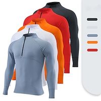 Men's T shirt Tee Gym Shirt Fitness Shirt Fishing Shirts Men Tops Stand Collar Long Sleeve Sports  Outdoor Vacation Going out Casual Daily Quick dry Moisture Wicking Breathable Soft Plain Black White Lightinthebox - thumbnail